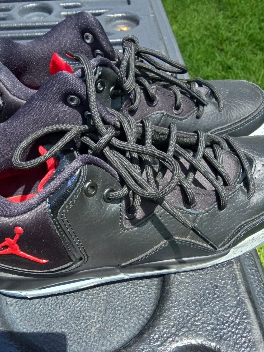 Jordan Black and Red High-Top Basketball Sneakers